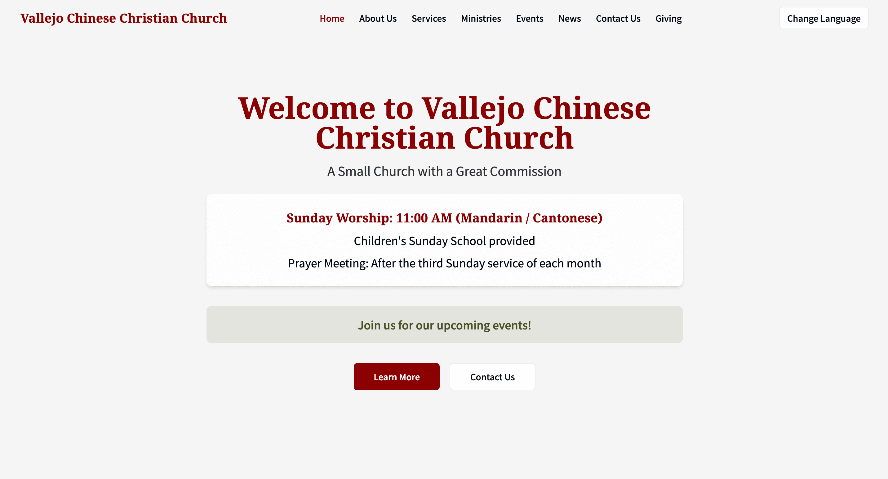 Vallejo Chinese Christian Church Website